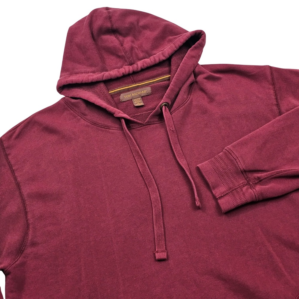 Tori Richard Hoodie Mens XL Burgundy Red Cotton Pullover Resort Casual Coastal *